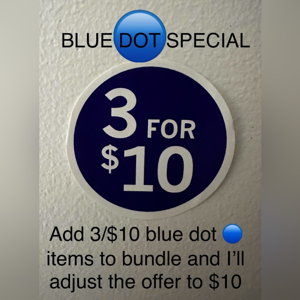 🔵 3/$10 Blue Dot Sticker Special: Category item mix of Home, Men, Women, etc